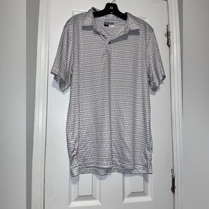 PGA Tour Pro Series Men's Blue and White Patterned Polo